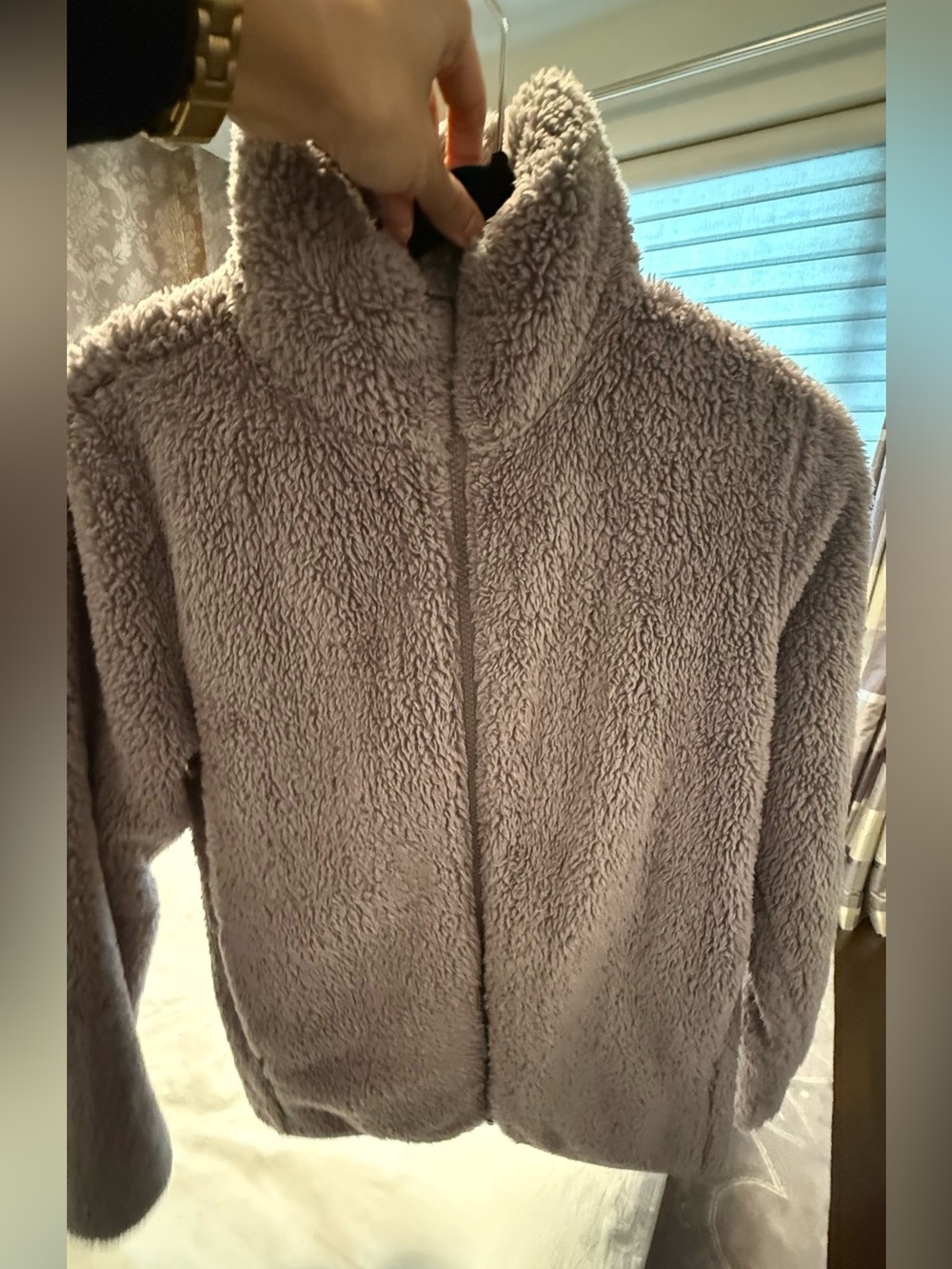 Uniqlo Fluffy Yarn Fleece Full-Zip Jacket brown size small - Picture 8 of 9
